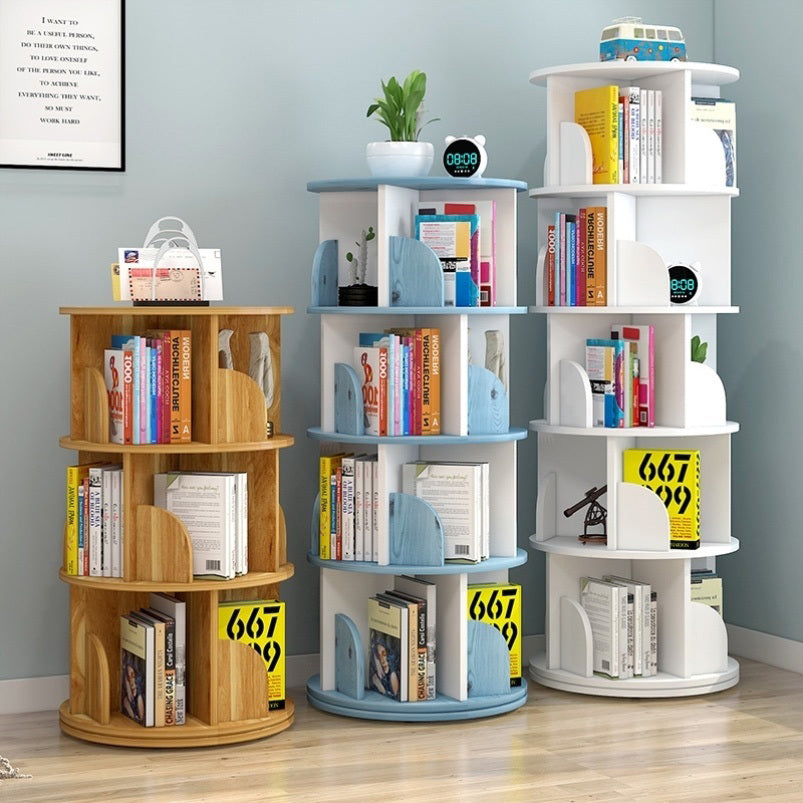 Sanctuary 360-degree Rotating 3 Tier Display Shelf Bookcase Organiser (Blue)