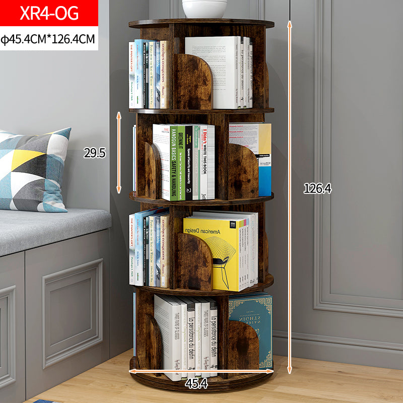 Sanctuary 360-degree Rotating 4 Tier Display Shelf Bookcase Organiser (Rustic Wood)