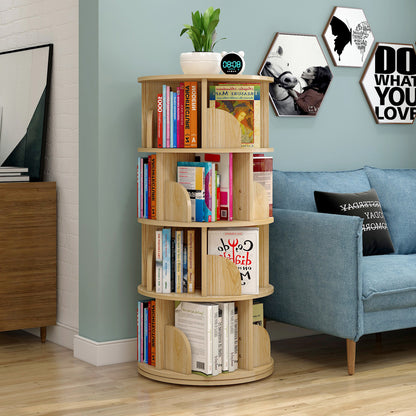 Sanctuary 360-degree Rotating 4 Tier Display Shelf Bookcase Organiser (Oak)