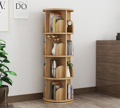 Sanctuary 360-degree Rotating 4 Tier Display Shelf Bookcase Organiser (Oak)