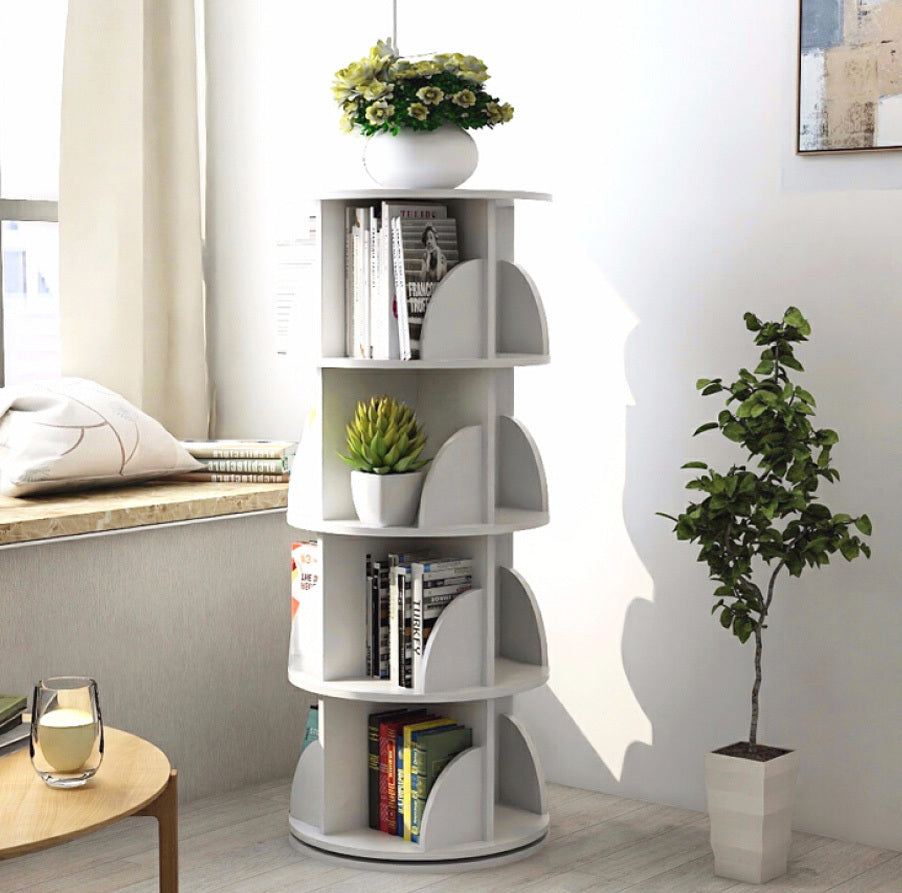 Sanctuary 360-degree Rotating 4 Tier Display Shelf Bookcase Organiser (White)