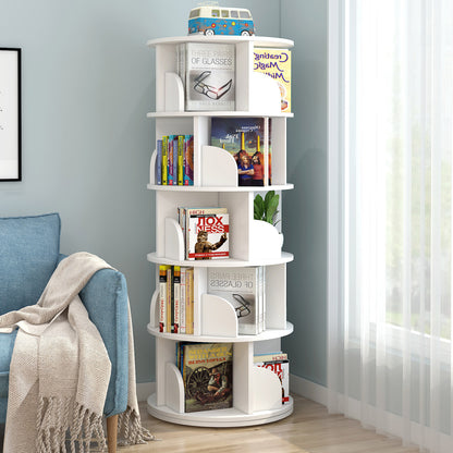 Sanctuary 360-degree Rotating 5 Tier Display Shelf Bookcase Organiser (White)