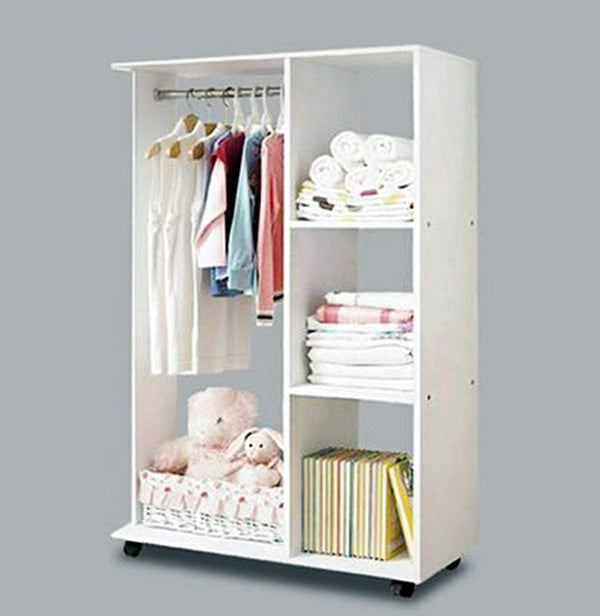 Varossa Wardrobe Shelf Closet Cupboard with Hanging Rack (WHITE)