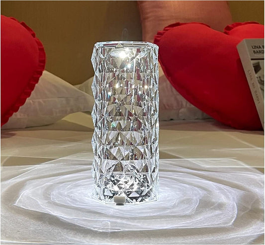 Rose Diamond Crystal LED Table Lamp Cordless Touch Sensor Night Light