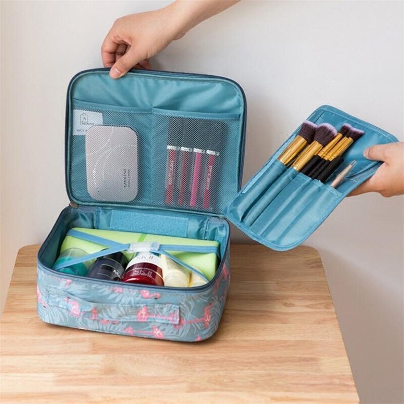 Flamingo Makeup Case Cosmetic Organizer Travel Toiletry Bag