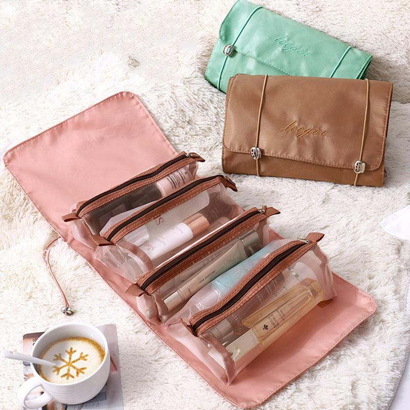 4 in 1 Makeup Pouch Set Cosmetic Organizer Folding Travel Case Toiletry Hanging Bag