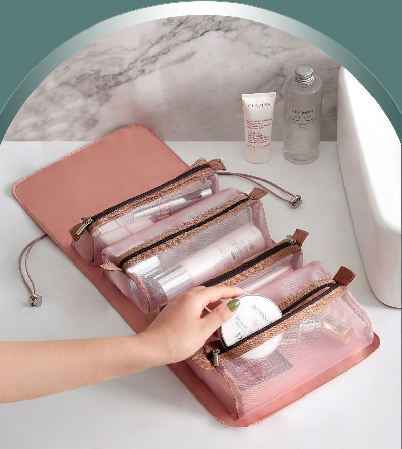 4 in 1 Makeup Pouch Set Cosmetic Organizer Folding Travel Case Toiletry Hanging Bag