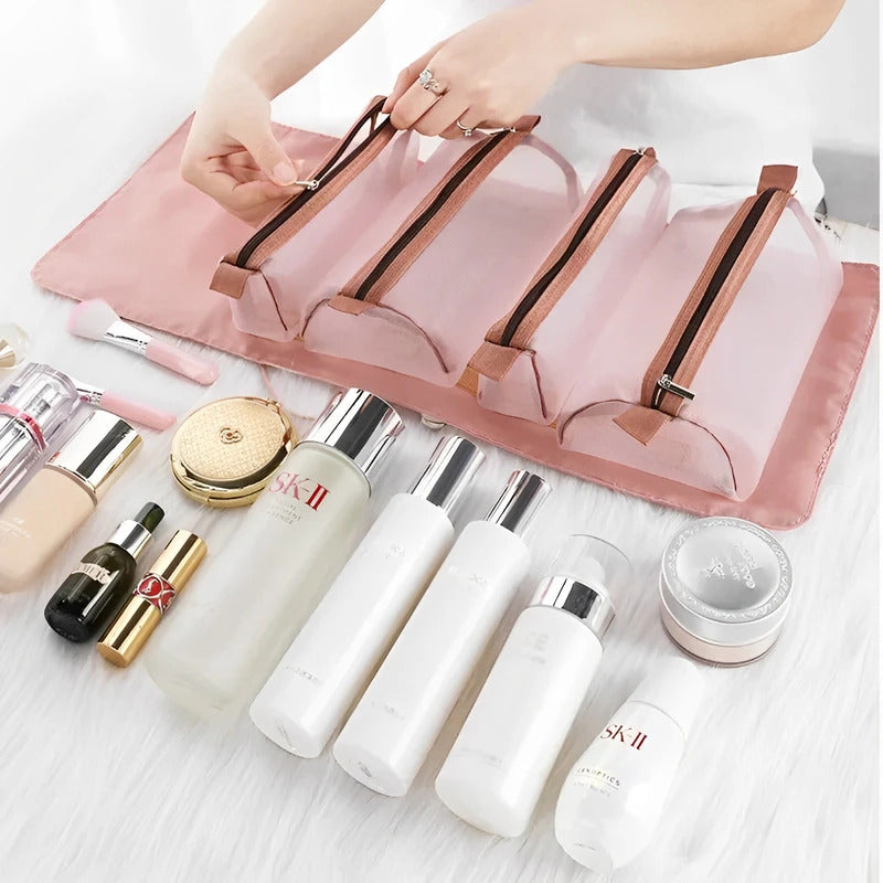 4 in 1 Makeup Pouch Set Cosmetic Organizer Folding Travel Case Toiletry Hanging Bag