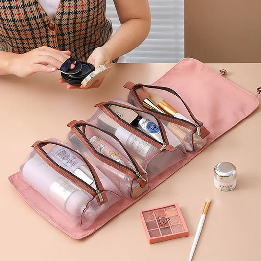 4 in 1 Makeup Pouch Set Cosmetic Organizer Folding Travel Case Toiletry Hanging Bag