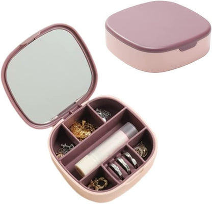 Portable Beauty Case with Mirror Travel Jewellery Box  Makeup Cosmetic Storage Organizer