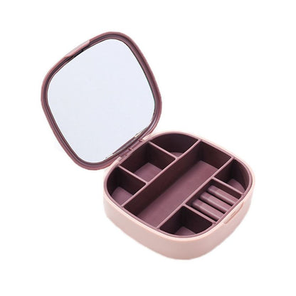 Portable Beauty Case with Mirror Travel Jewellery Box  Makeup Cosmetic Storage Organizer