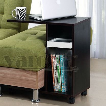 Varossa Side Table with Casters (Black Walnut)