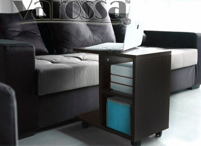 Varossa Side Table with Casters (Black Walnut)