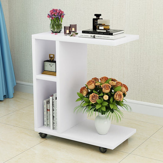 Varossa Side Table with Casters (White)