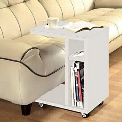 Varossa Side Table with Casters (White)