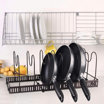 Expandable Pan Rack Pot Lid Holder Kitchen Cookware Storage Organizer