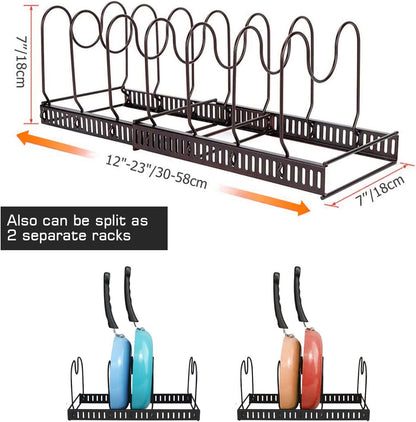 Expandable Pan Rack Pot Lid Holder Kitchen Cookware Storage Organizer