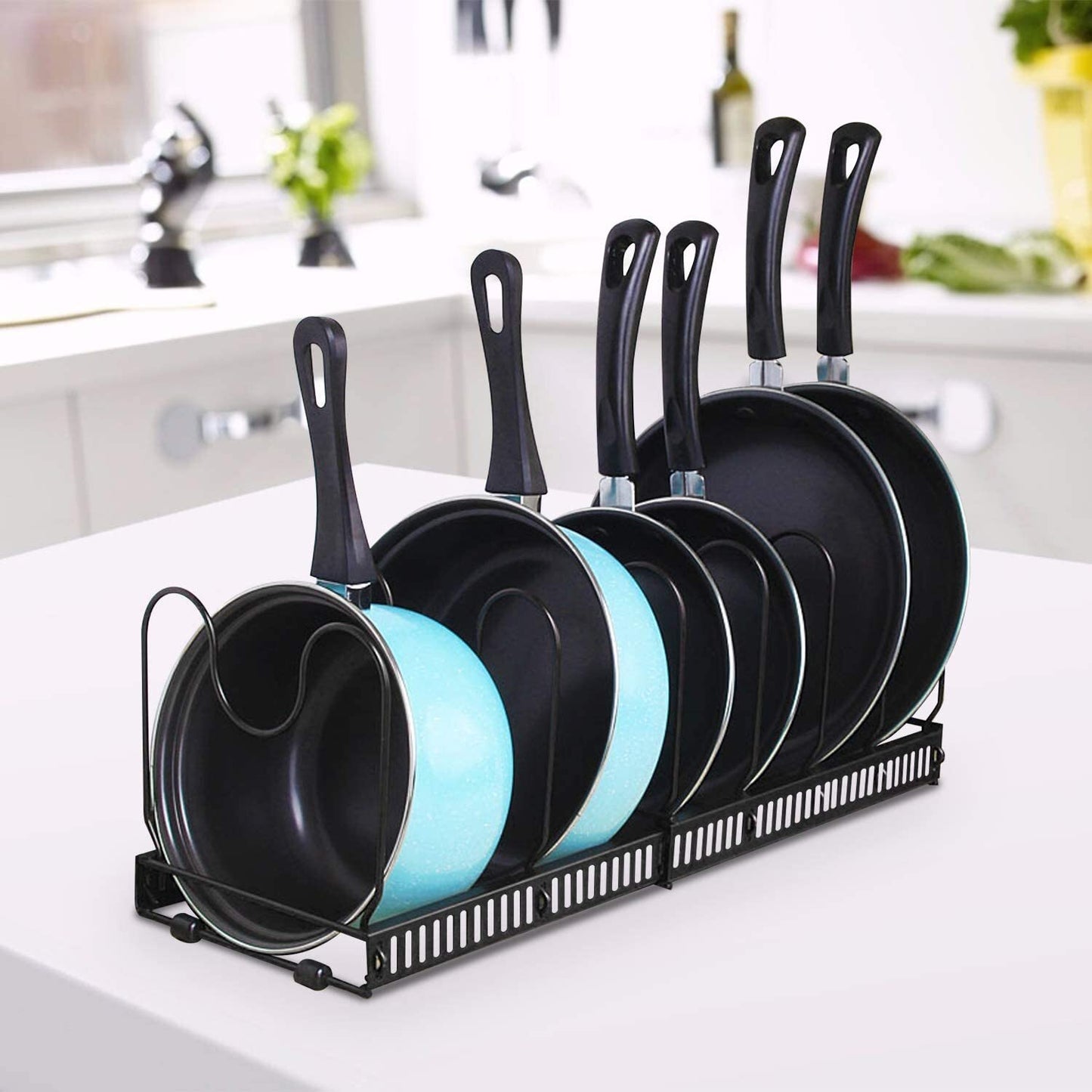 Expandable Pan Rack Pot Lid Holder Kitchen Cookware Storage Organizer