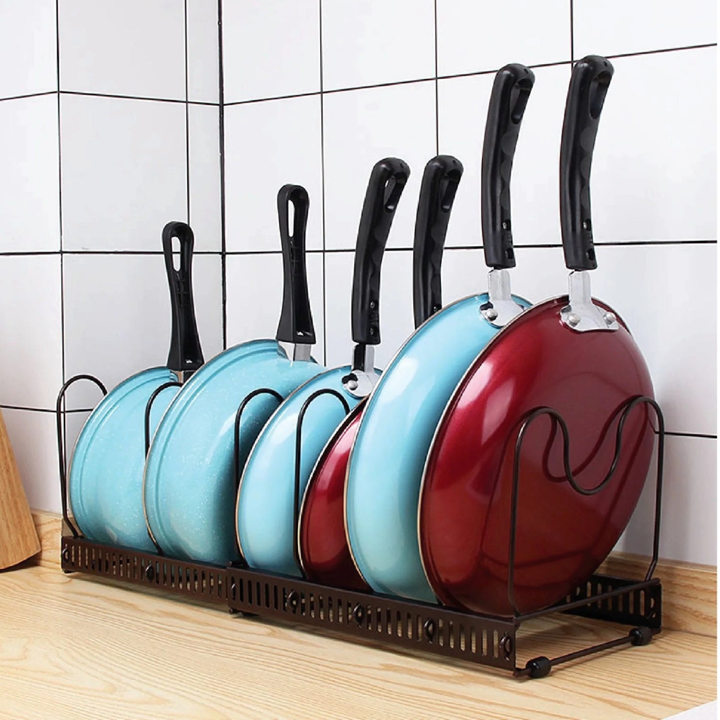 Expandable Pan Rack Pot Lid Holder Kitchen Cookware Storage Organizer