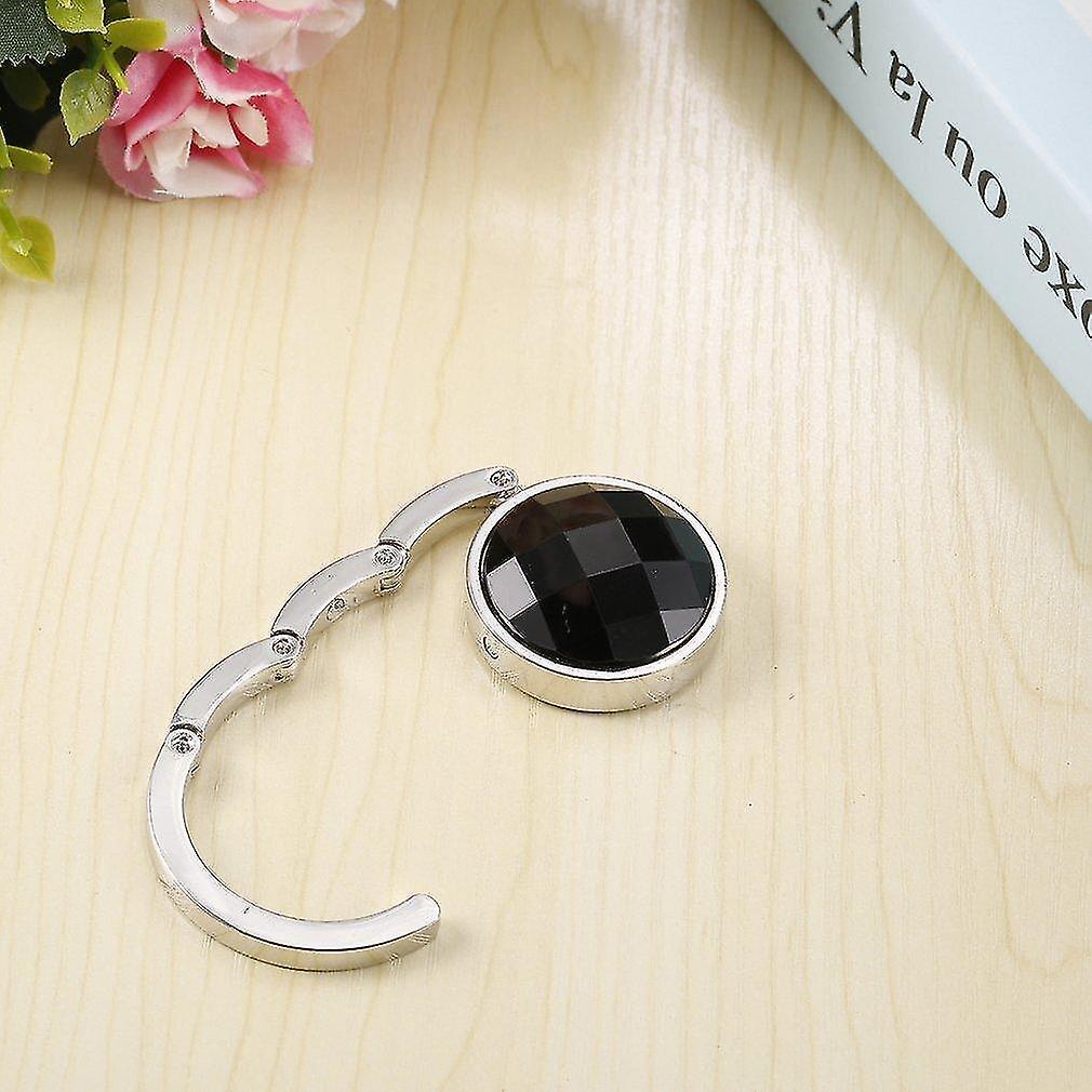 Crystal Purse Handbag Bag Hook Hanger Table Holder (Black)