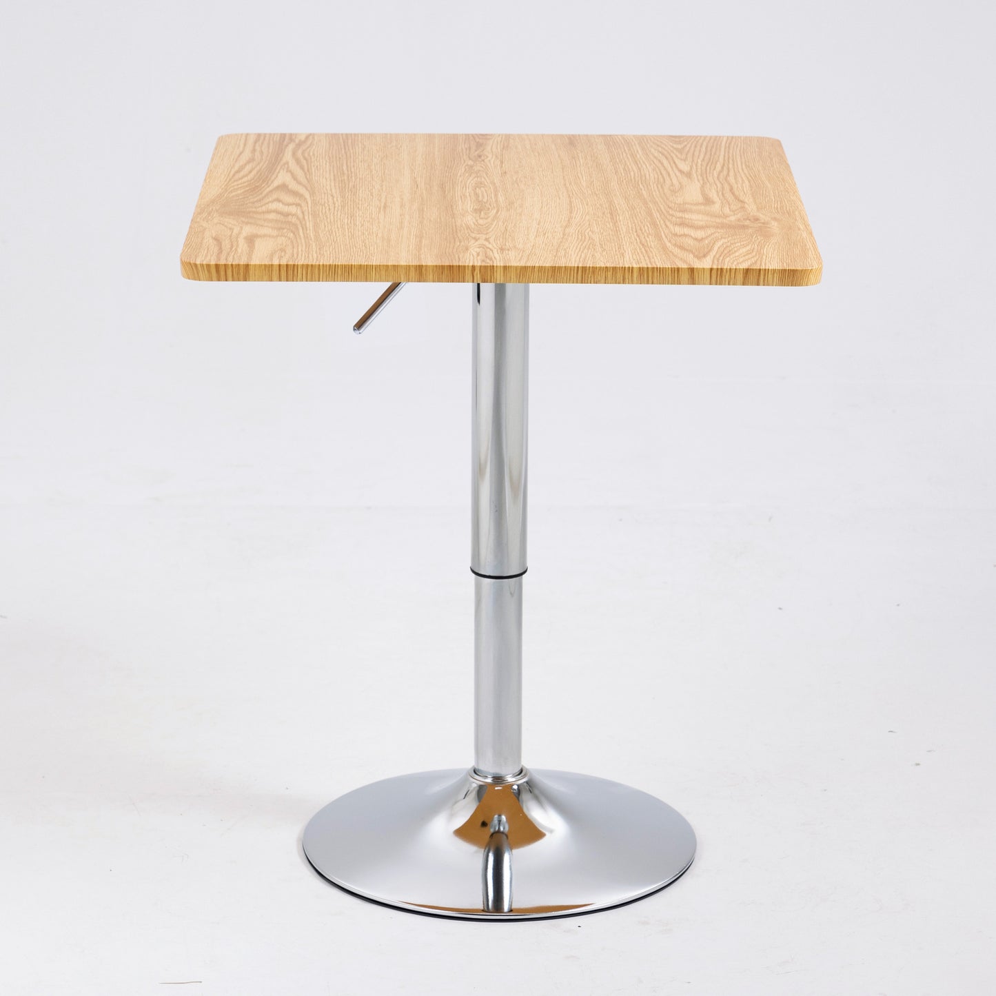 Century Designer Bar Table Height Adjustable with Gas Lift (Oak/Stainless Steel)