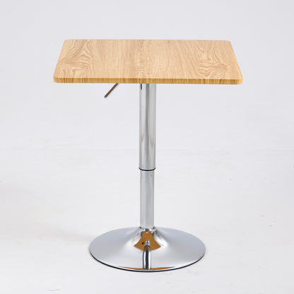 Century Designer Bar Table Height Adjustable with Gas Lift (Oak/Stainless Steel)