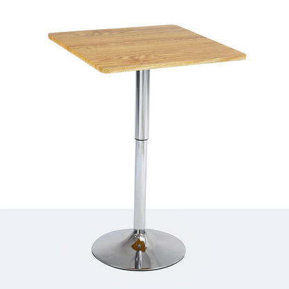 Century Designer Bar Table Height Adjustable with Gas Lift (Oak/Stainless Steel)