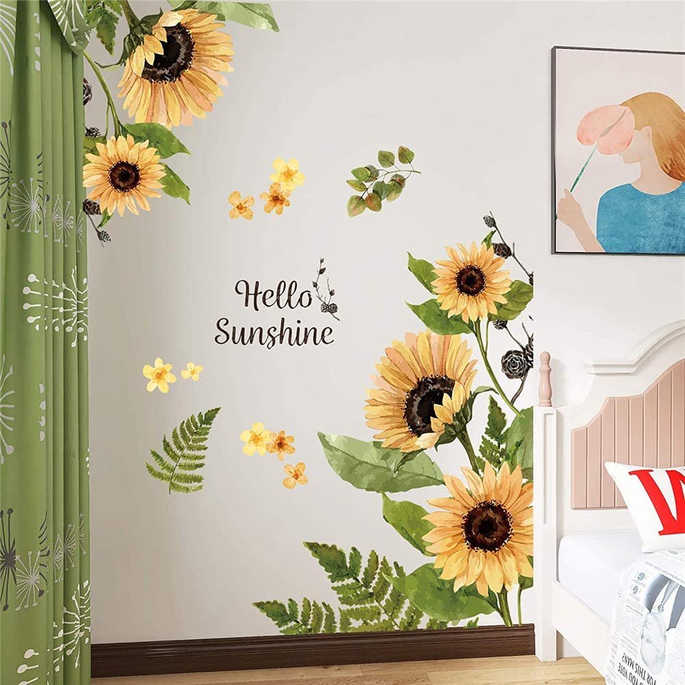 Sunflower Plants Wall Stickers Decal DIY Decor Vinyl Self-Adhesive Mural Art Room Decoration