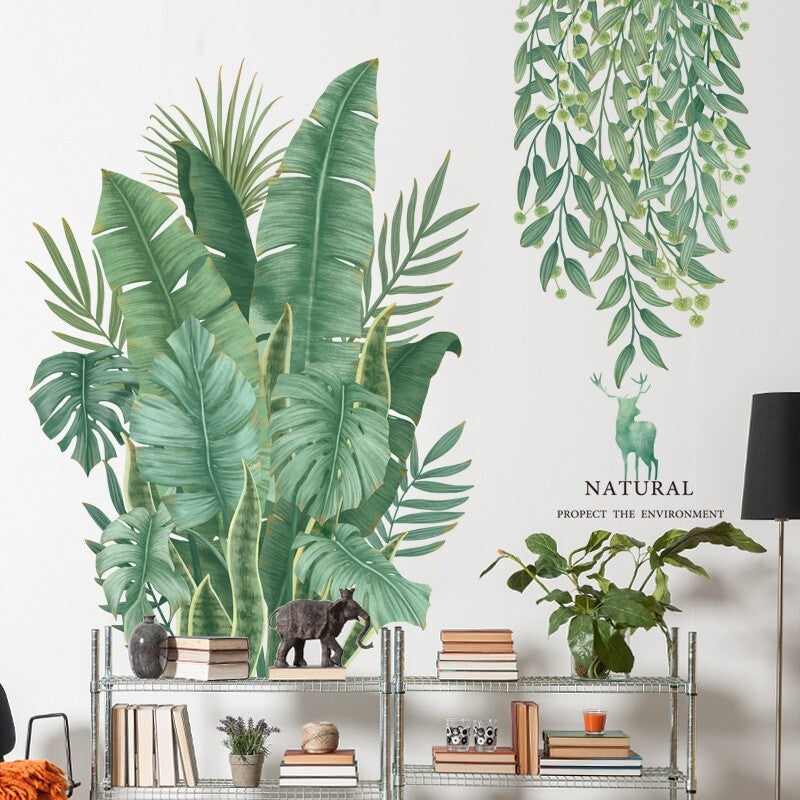 Tropical Leaves Green Plant Wall Stickers Decal DIY Decor Vinyl Self-Adhesive Mural Art Room Decoration