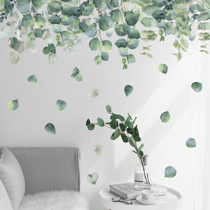 Fresh Leaves Eucalyptus Tree Vine Plants Wall Stickers Decal DIY Decor Mural Art Room Decoration