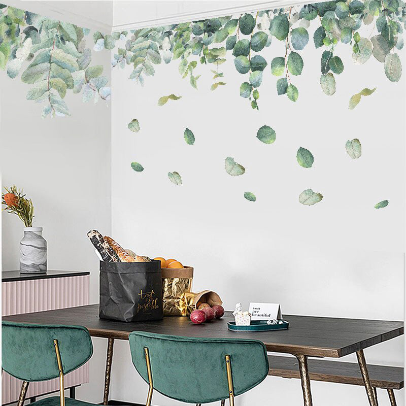 Fresh Leaves Eucalyptus Tree Vine Plants Wall Stickers Decal DIY Decor Mural Art Room Decoration