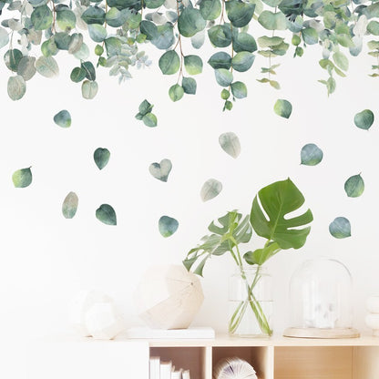 Fresh Leaves Eucalyptus Tree Vine Plants Wall Stickers Decal DIY Decor Mural Art Room Decoration