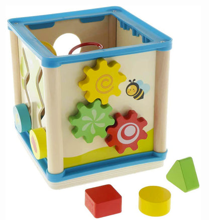 5-in-1 Wooden Activity Play Cube Learning Centre Education Toy