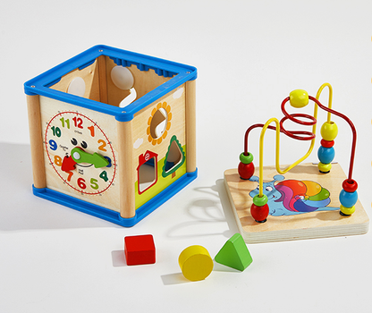 5-in-1 Wooden Activity Play Cube Learning Centre Education Toy