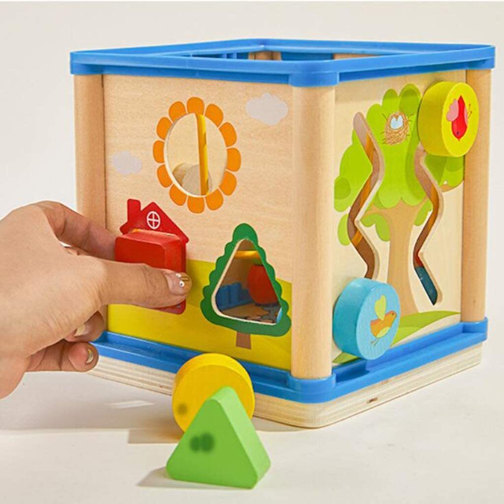 5-in-1 Wooden Activity Play Cube Learning Centre Education Toy