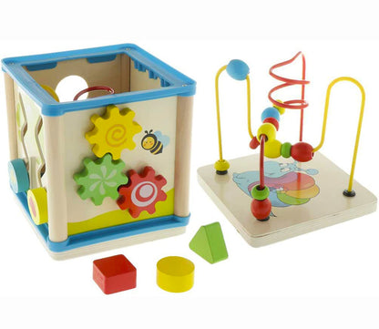 5-in-1 Wooden Activity Play Cube Learning Centre Education Toy