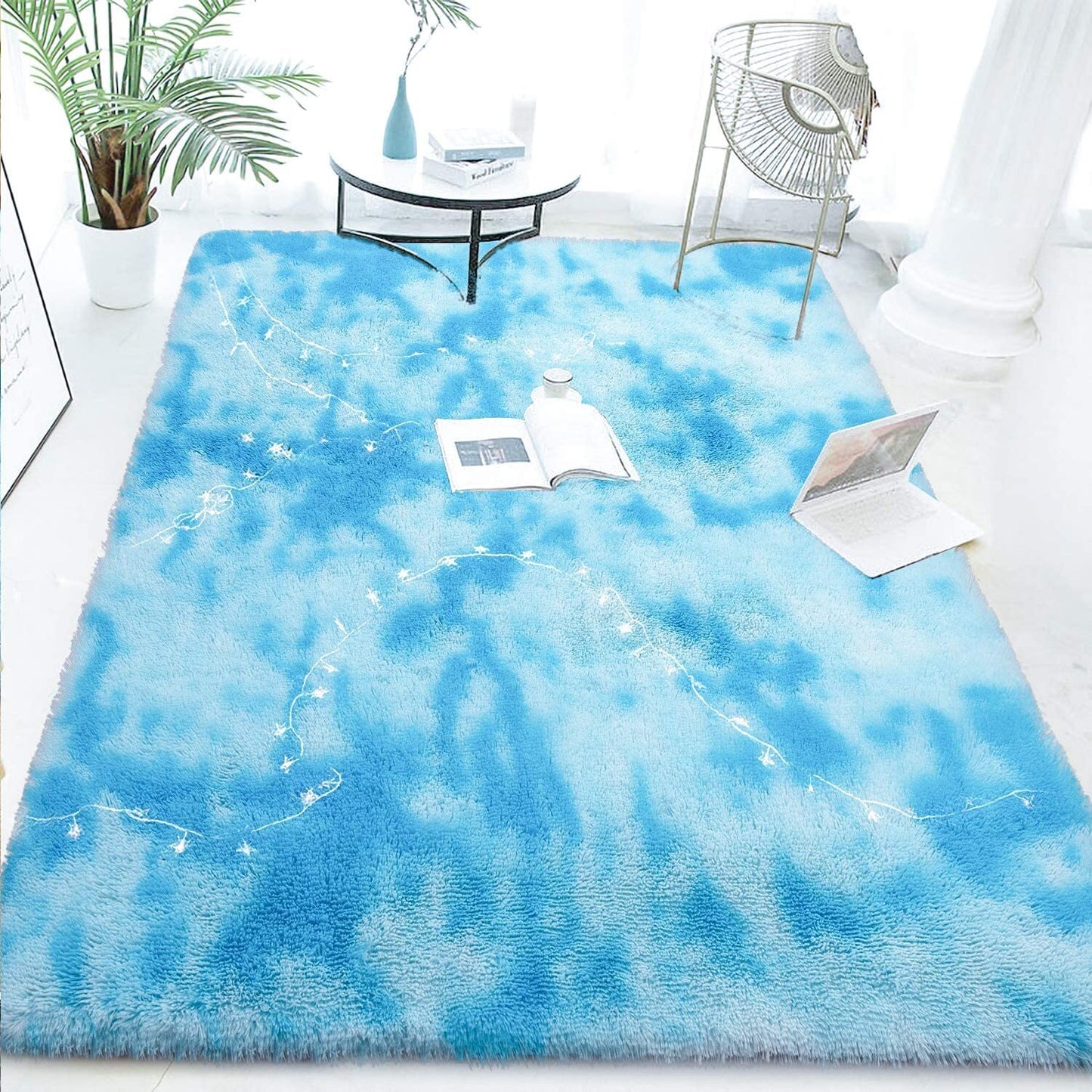 Blue Oasis Bedroom/Living Room Comfortable Shag Rug (200 x 140)