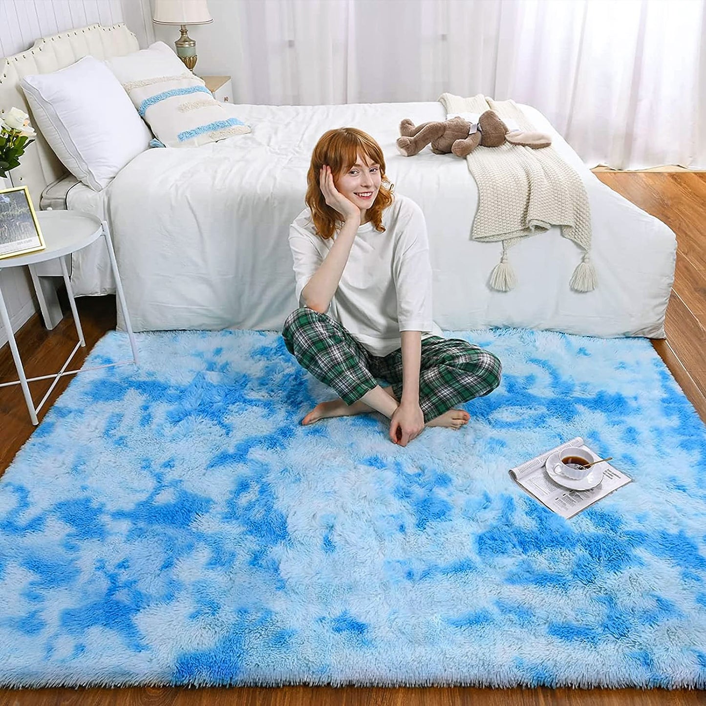 Blue Oasis Bedroom/Living Room Comfortable Shag Rug (200 x 140)