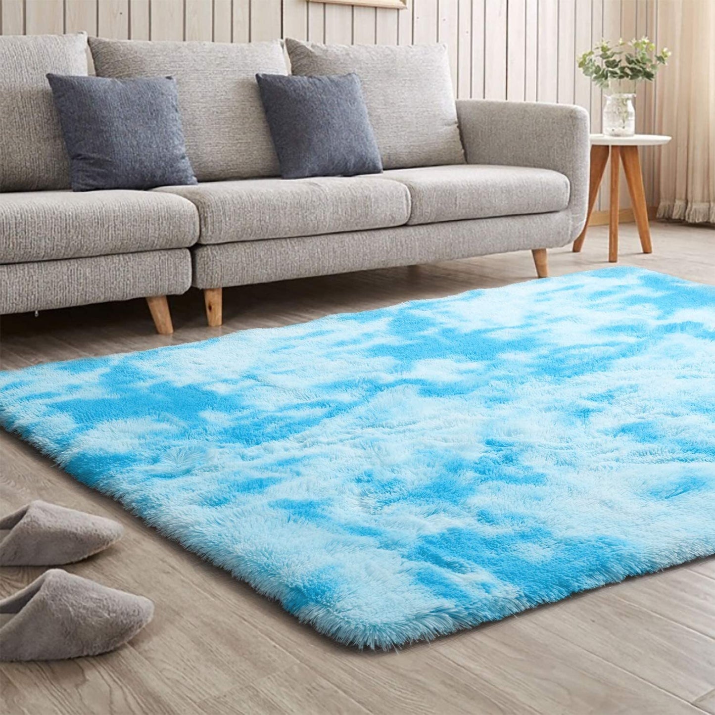 Blue Oasis Bedroom/Living Room Comfortable Shag Rug (200 x 140)