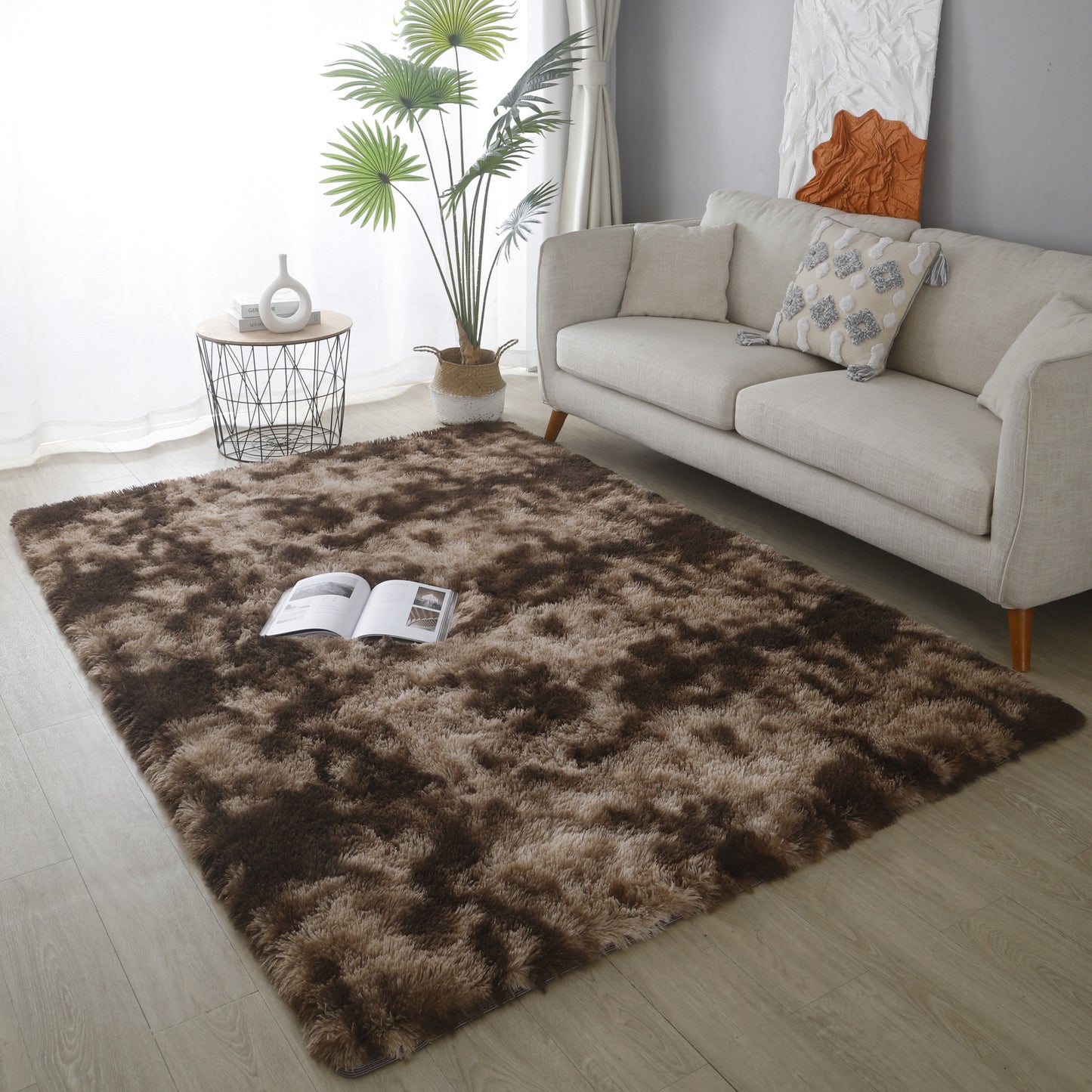 XL Comfortable Shag Rug (300 x 200, Coffee)