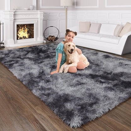 XL Comfortable Shag Rug (300 x 200, Charcoal & Grey)