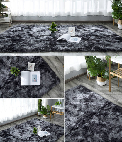 Soft Bedroom/Living Room Comfortable Shag Rug (200 x 140, Charcoal & Grey)