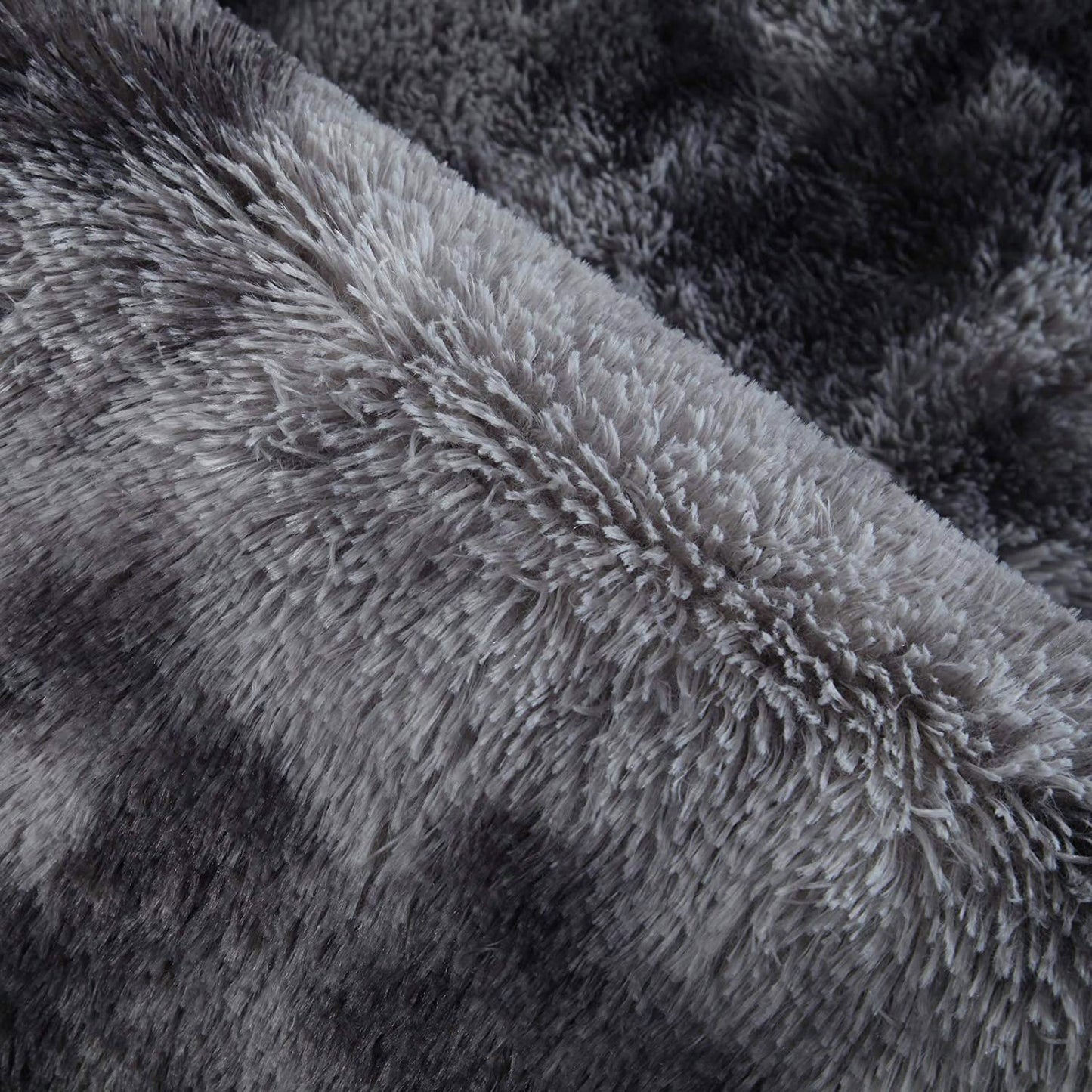 Soft Bedroom/Living Room Comfortable Shag Rug (200 x 140, Charcoal & Grey)