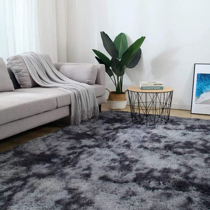 Soft Bedroom/Living Room Comfortable Shag Rug (200 x 140, Charcoal & Grey)