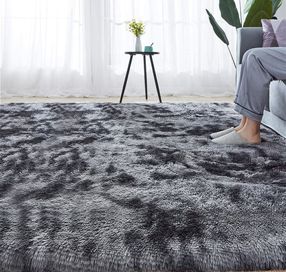 Soft Bedroom/Living Room Comfortable Shag Rug (200 x 140, Charcoal & Grey)