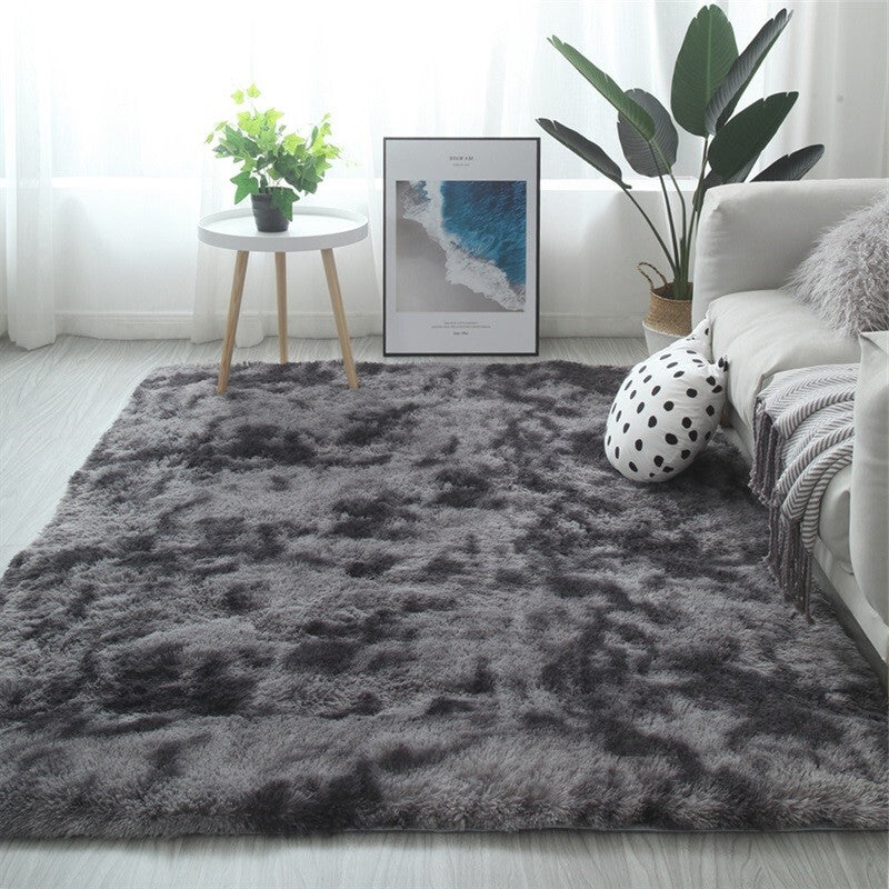 Soft Bedroom/Living Room Comfortable Shag Rug (200 x 140, Charcoal & Grey)