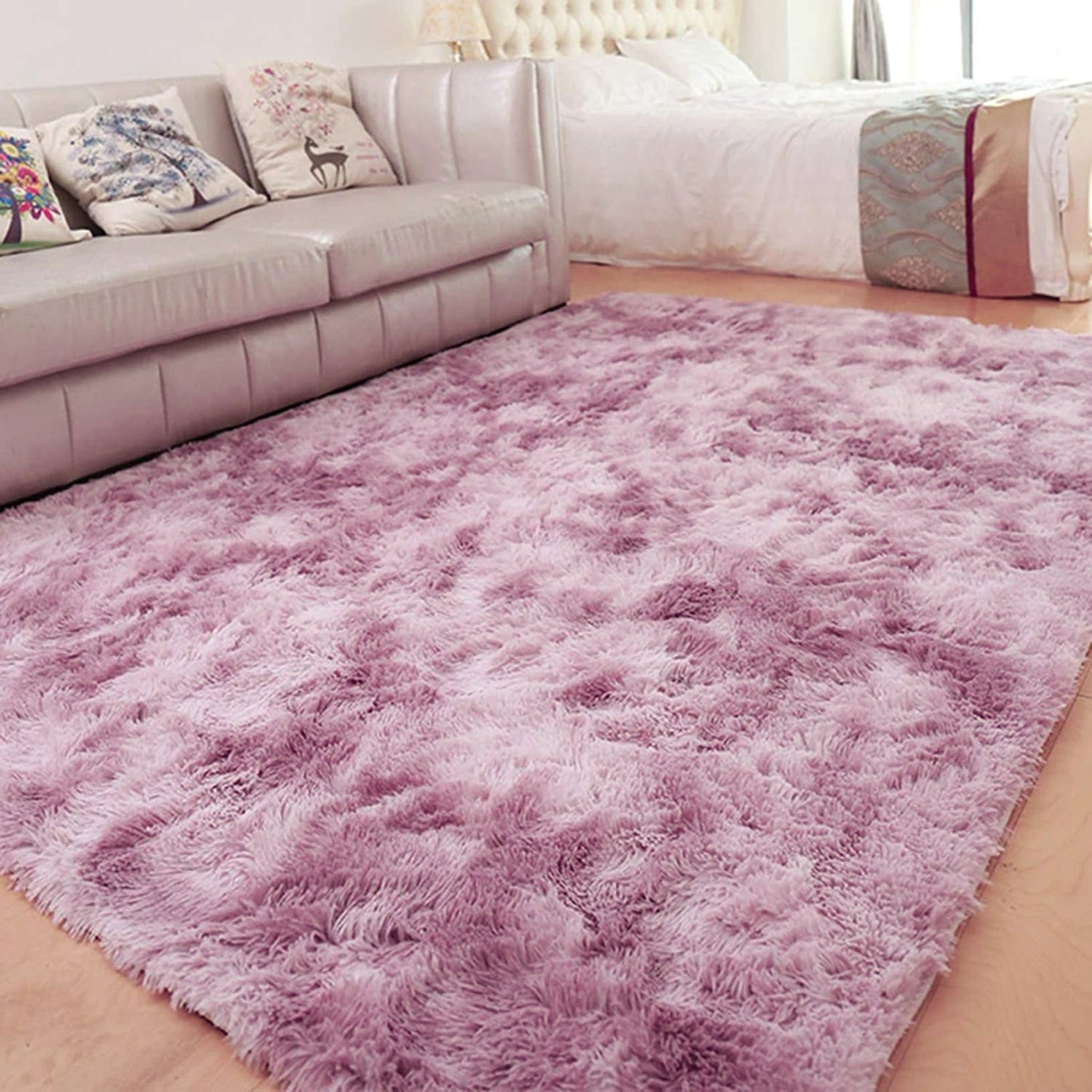 Luxe Bedroom/Living Room Comfortable Shag Rug (Plum, 200 x 140)