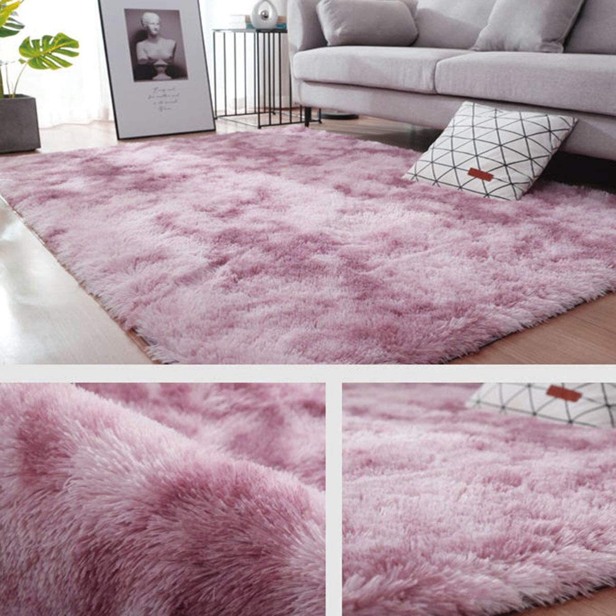 Luxe Bedroom/Living Room Comfortable Shag Rug (Plum, 200 x 140)