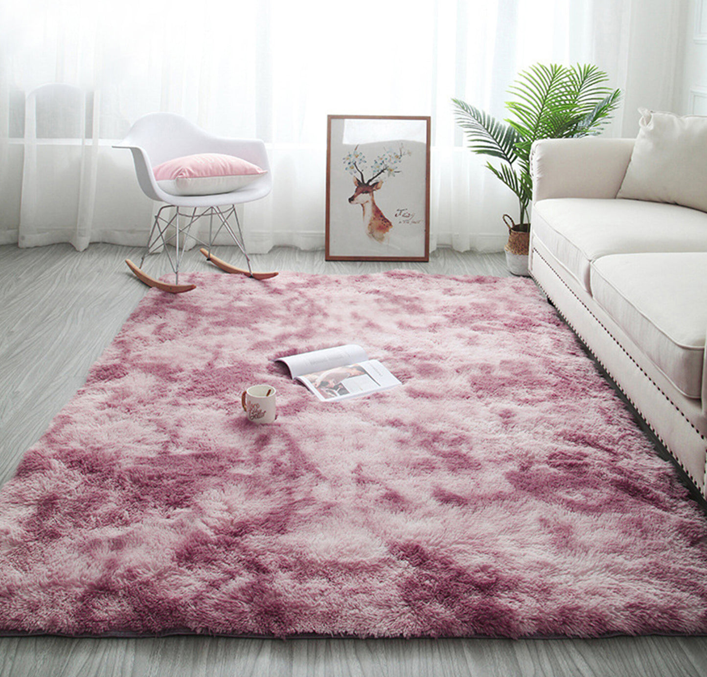 4m Extra Large Soft Shag Rug Carpet Mat (Plum, 400 x 200)