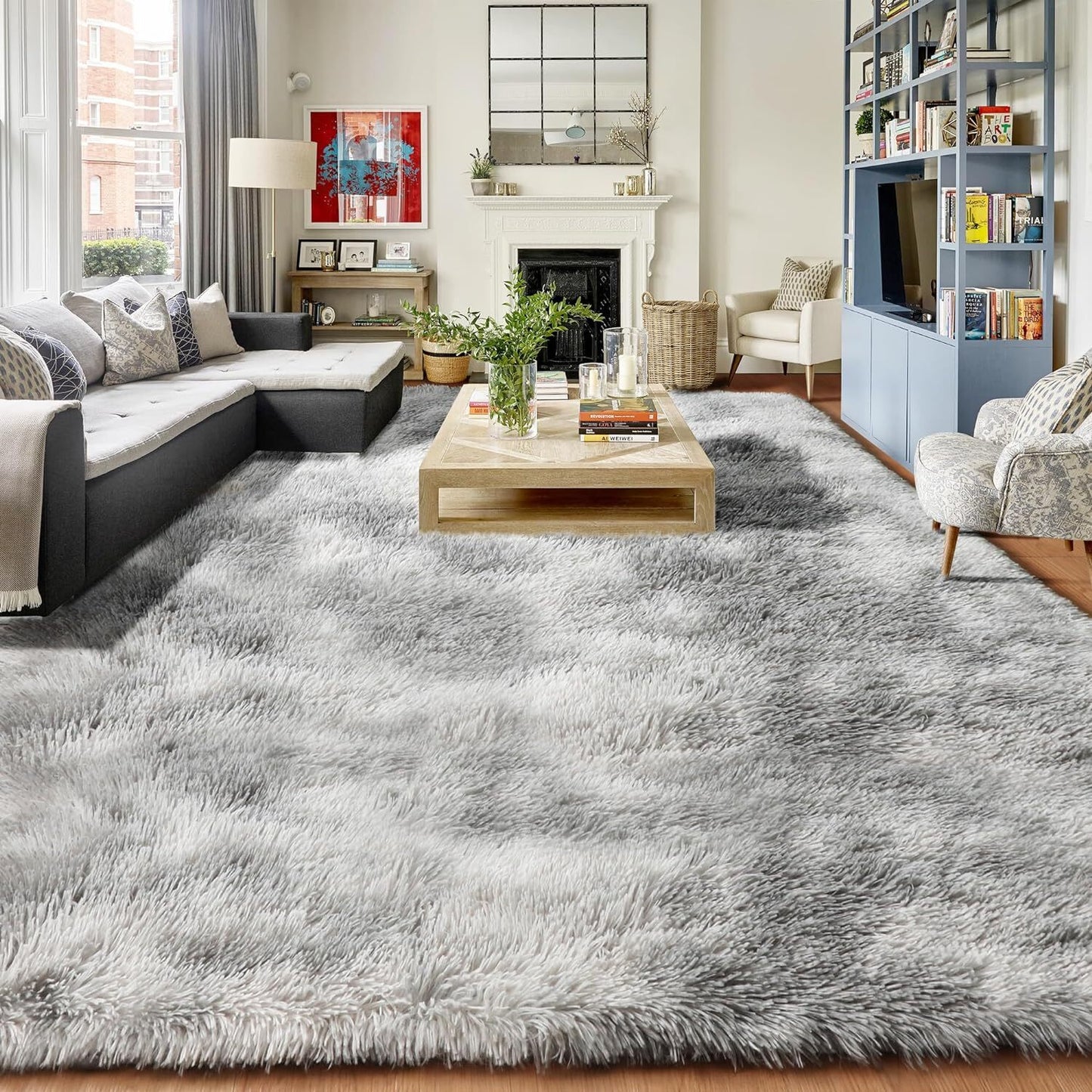 XL Comfortable Shag Rug (300 x 200, Platinum)